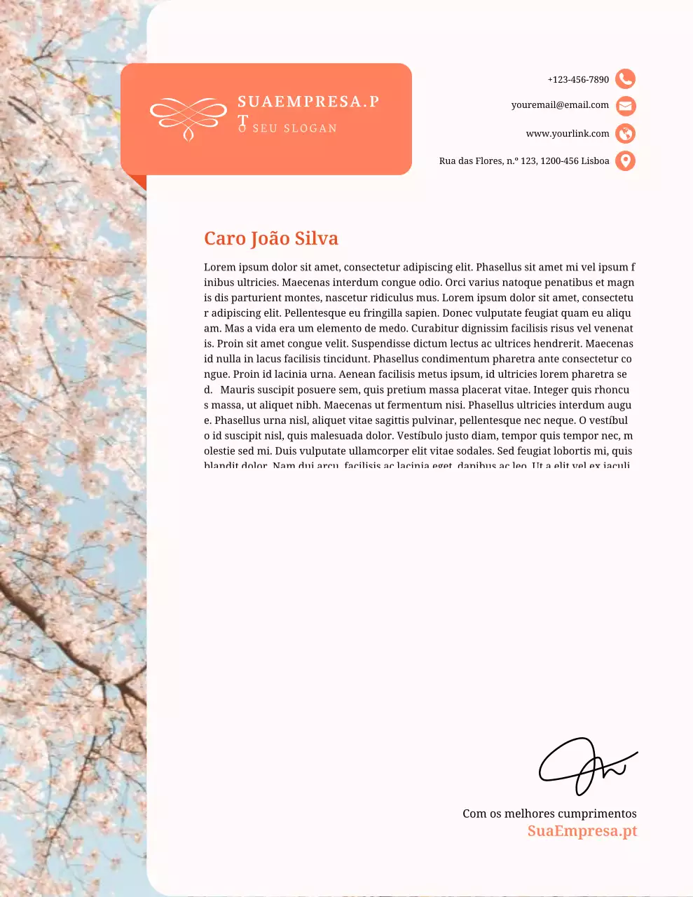 Papel timbrado floral elegante