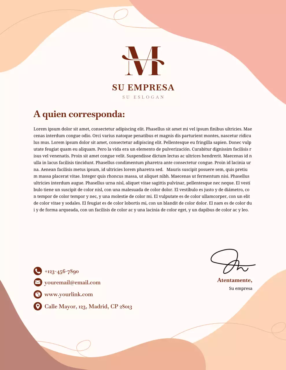 Membrete empresarial elegante en color beige