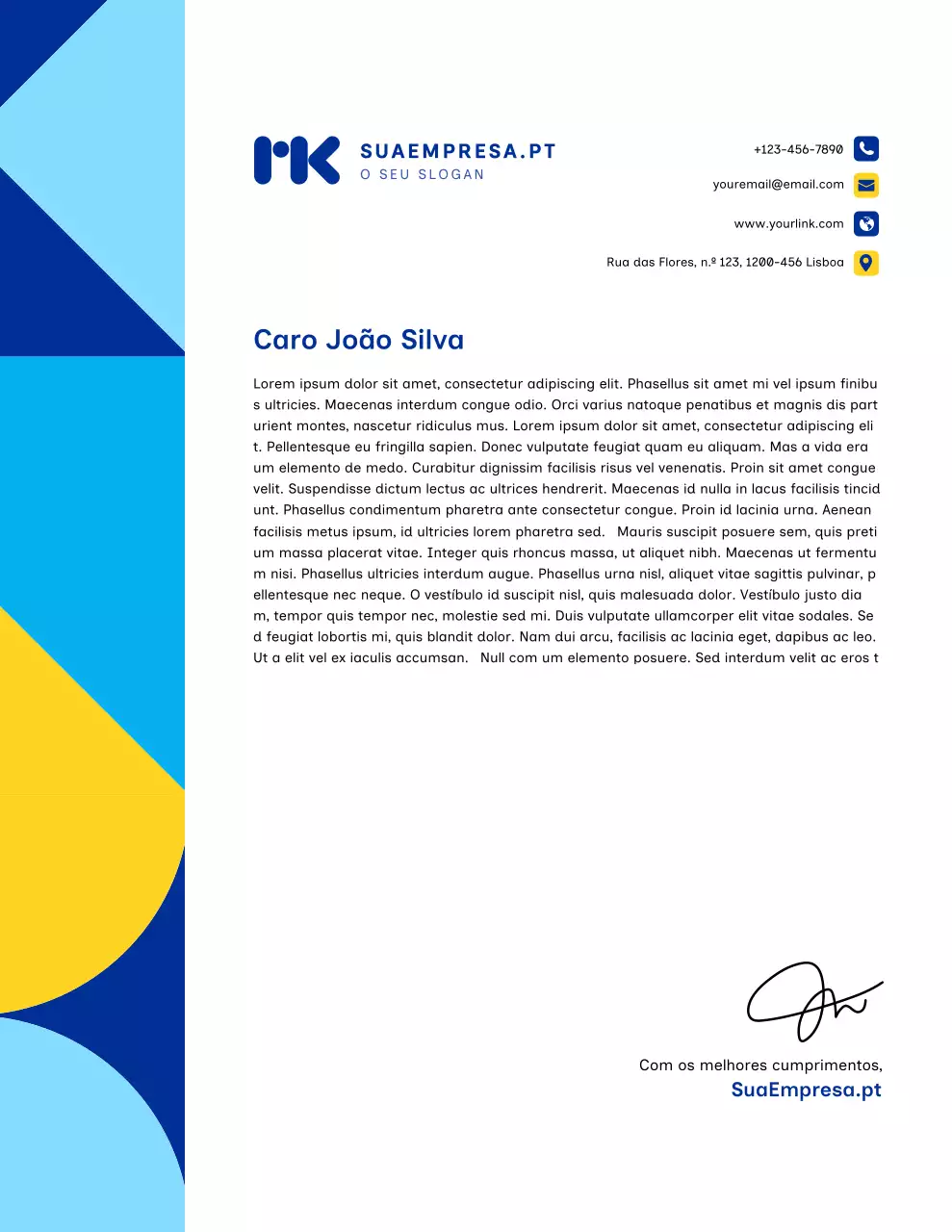 Papel timbrado comercial moderno azul