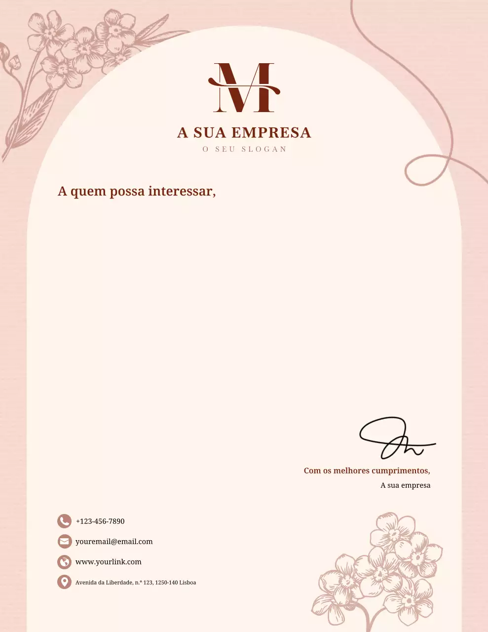 Papel timbrado comercial elegante bege