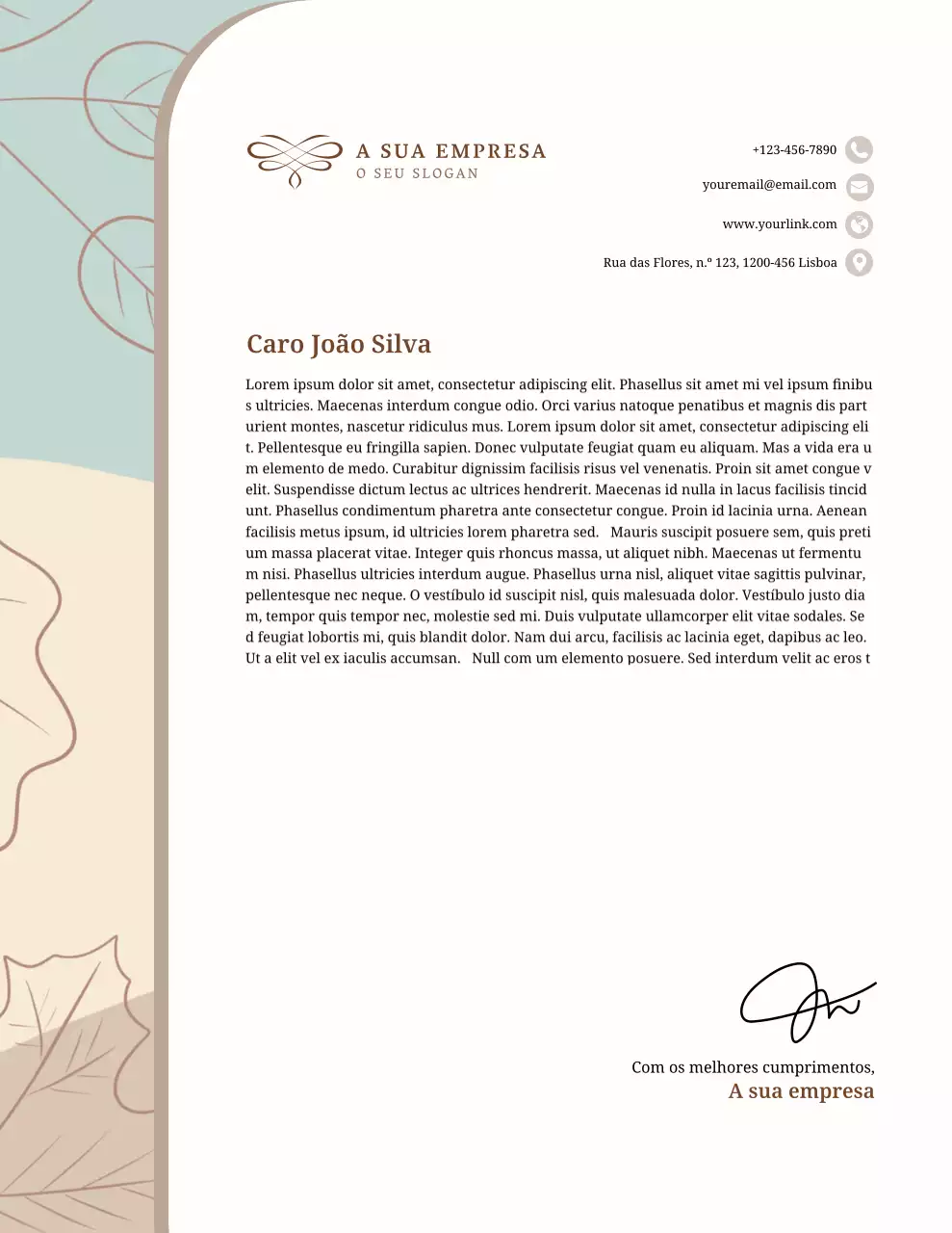 Papel timbrado comercial elegante bege