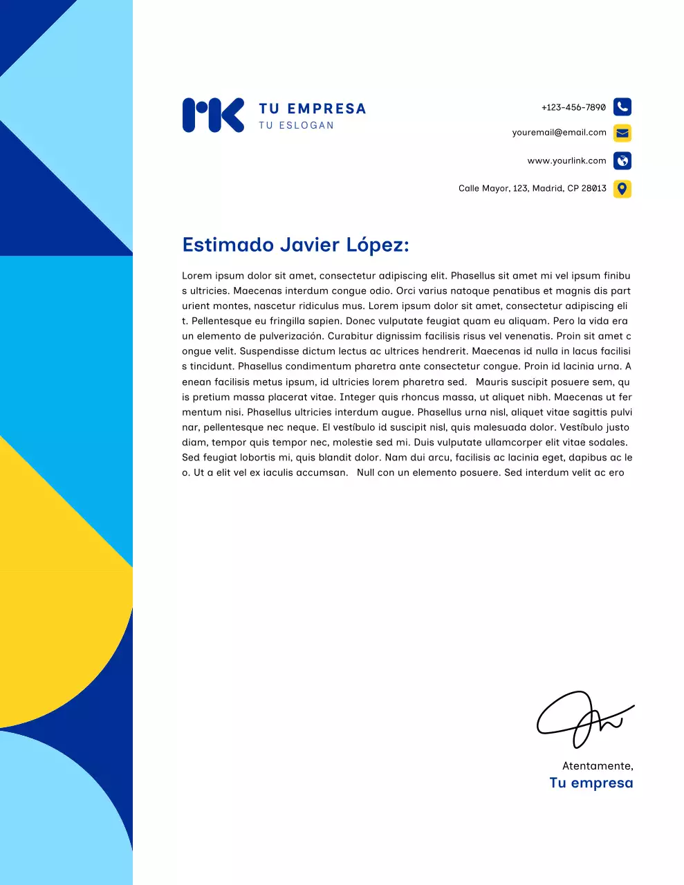 Membrete comercial moderno azul