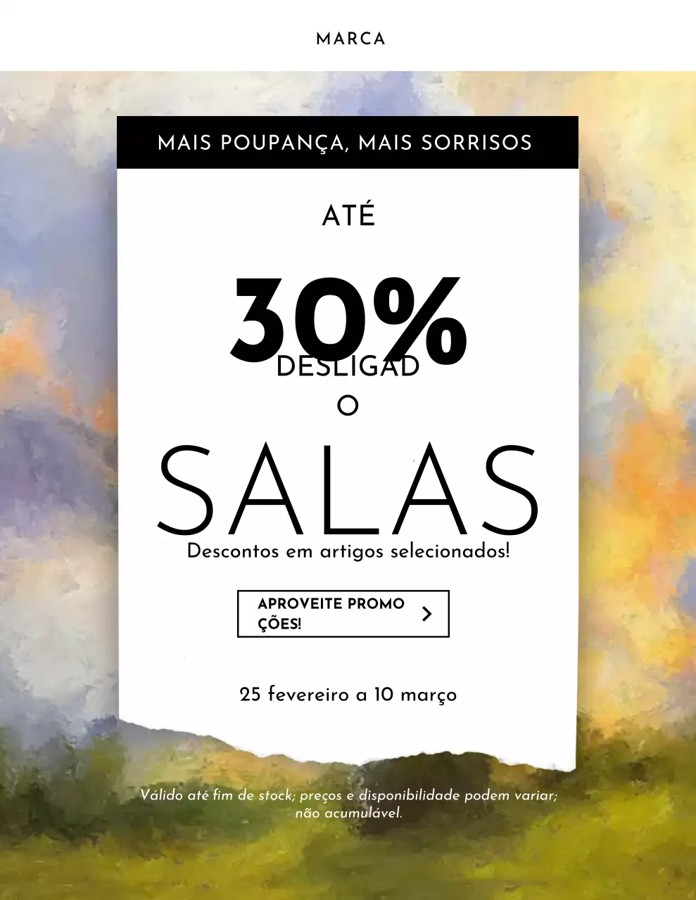 Pôster amarelo moderno de promoção de vendas
