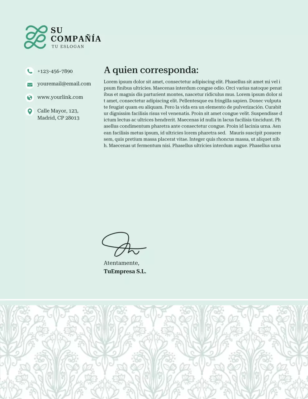 Membrete empresarial elegante y verde