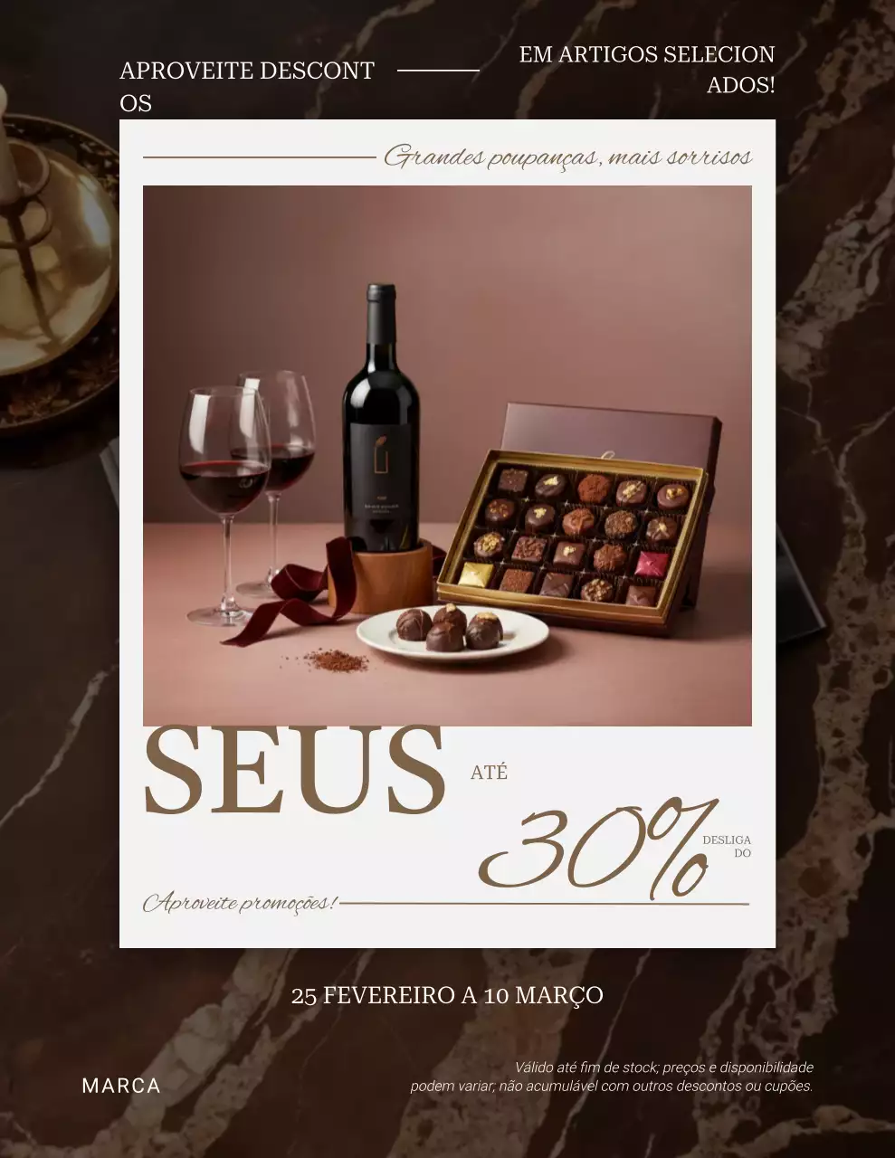 Pôster elegante marrom para promoção de vendas