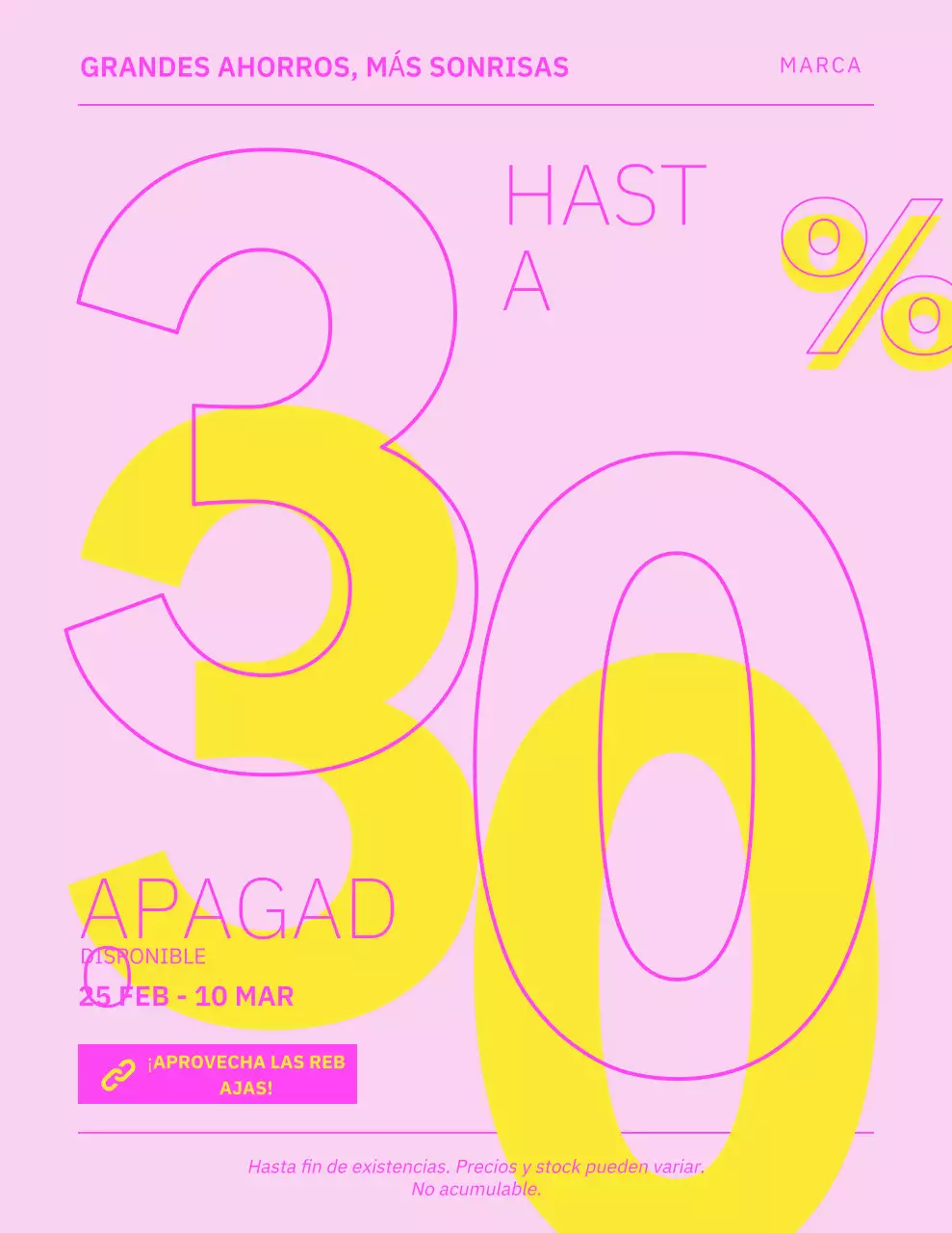 Póster de promoción de ventas moderno en rosa y amarillo