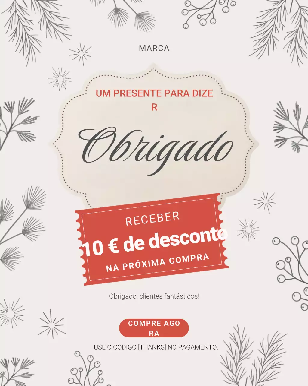 Postagem elegante e bege de agradecimento para promoção no Instagram