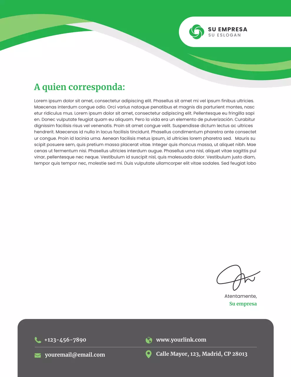 Membrete empresarial moderno y ecológico