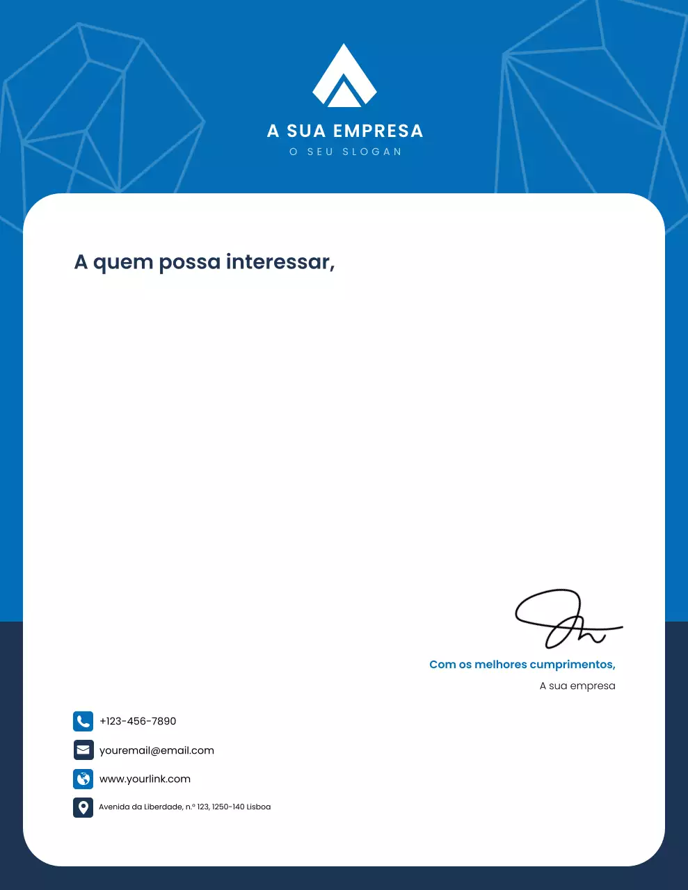 Papel timbrado comercial profissional azul