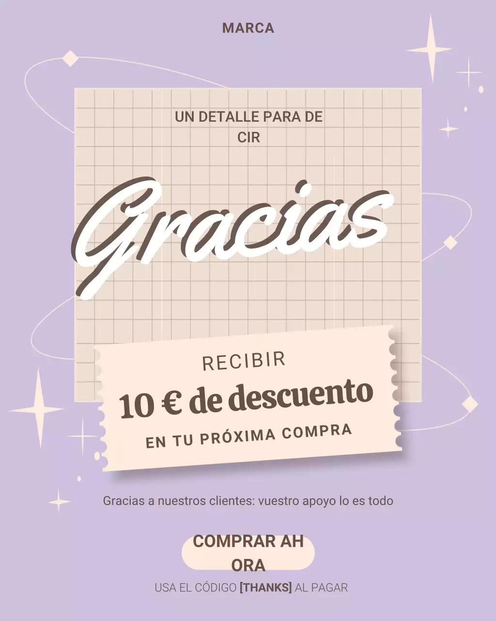 Publicación de Instagram de la promoción Purple Modern Discount