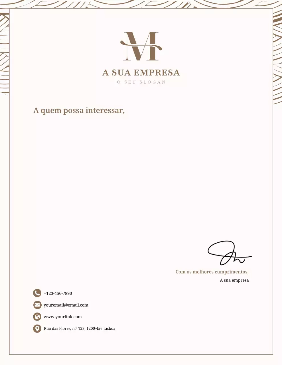 Papel timbrado comercial bege profissional