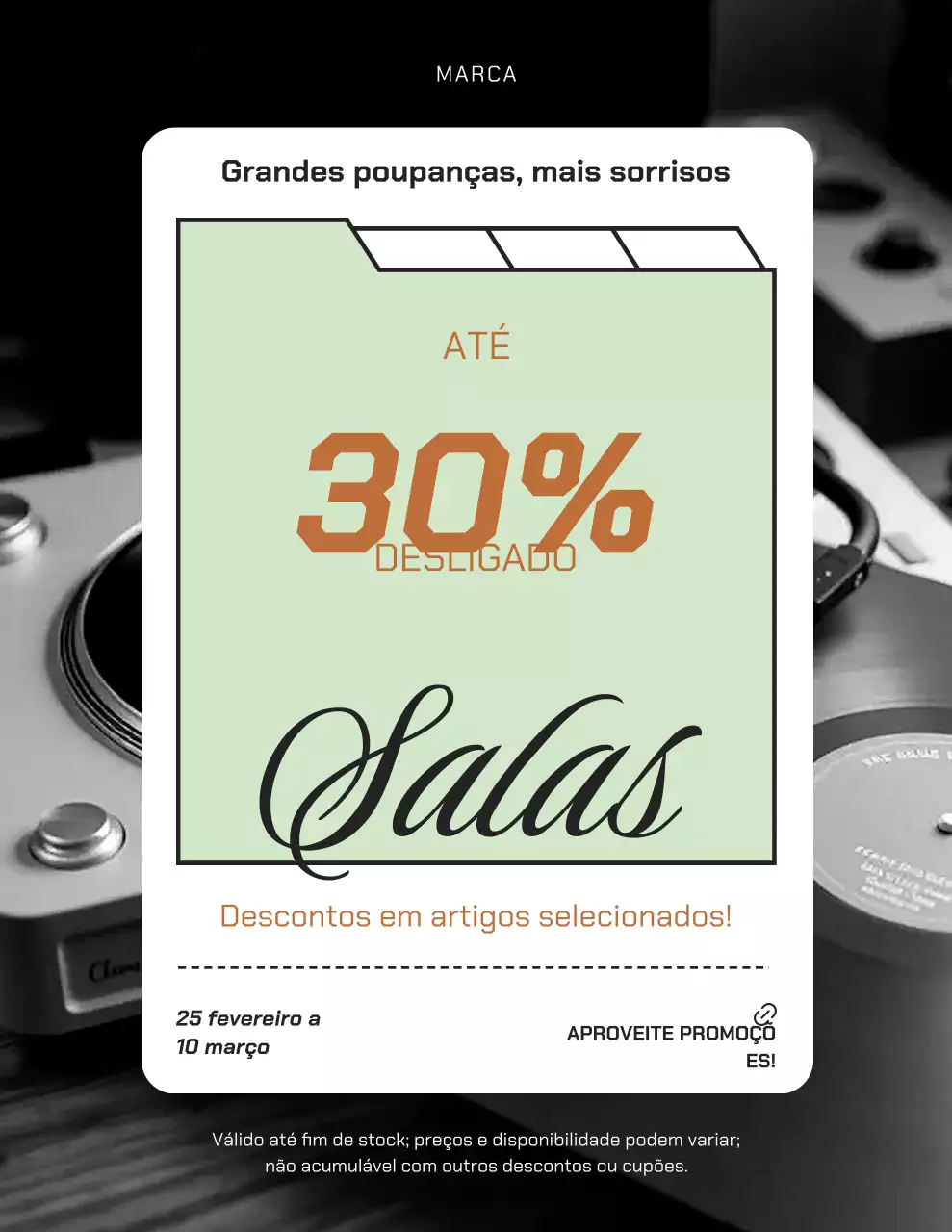 Pôster de Promoção de Vendas Moderno em Preto e Verde Menta