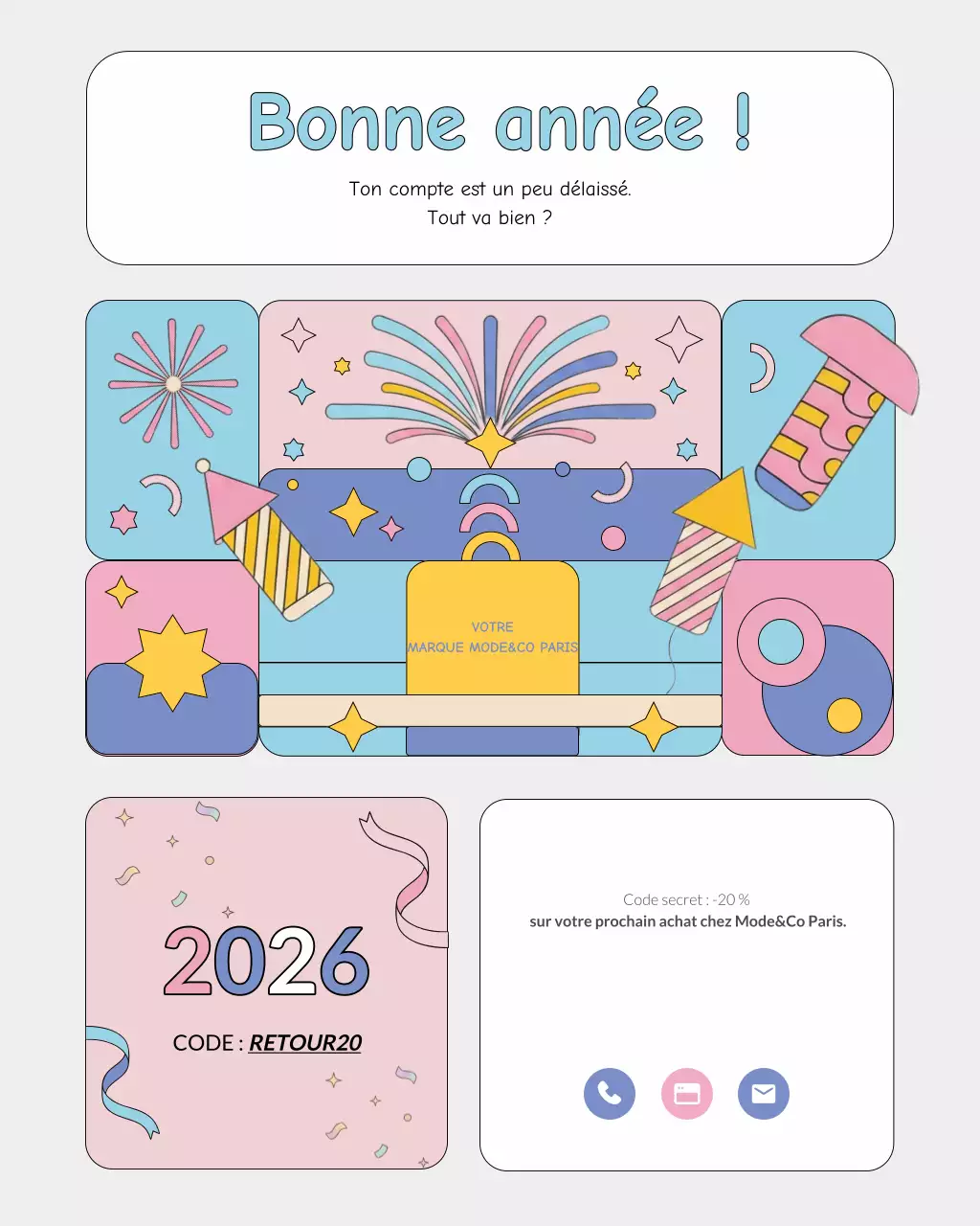 Promotion de bienvenue moderne et colorée