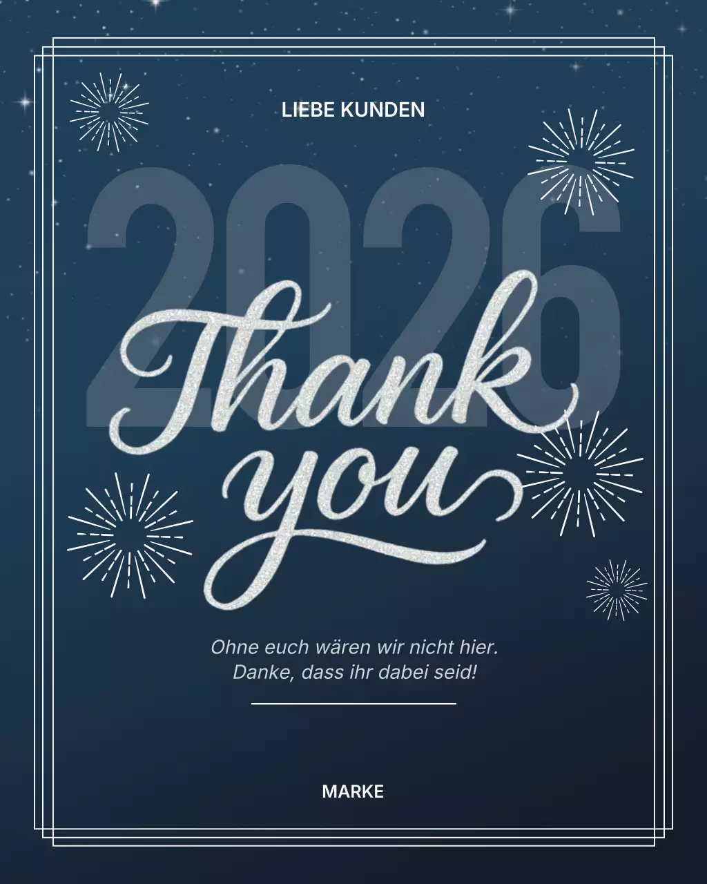 Moderne blaue Dankeskarte (Instagram-Post)