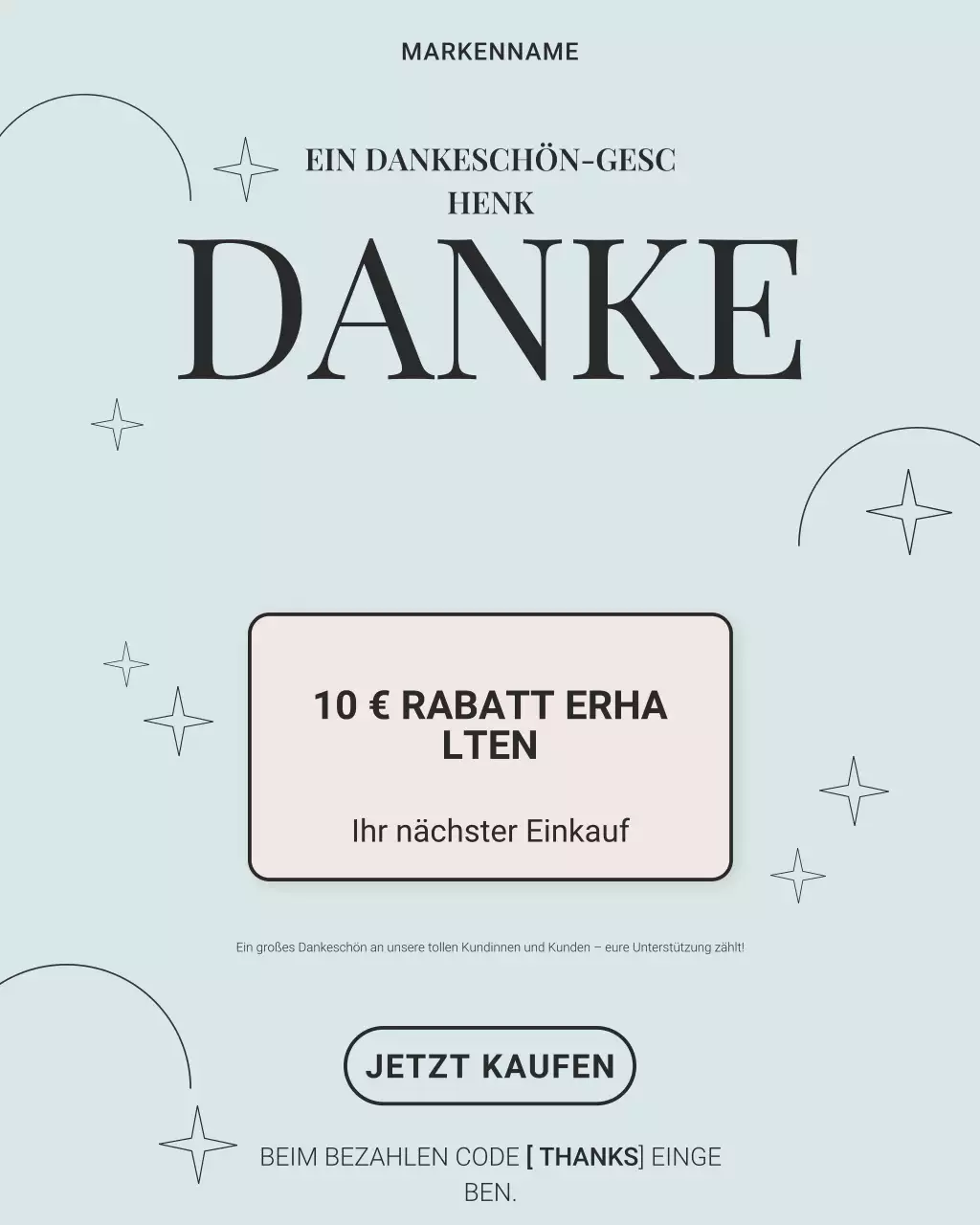 Blauer minimalistischer Dankes-Instagram-Post