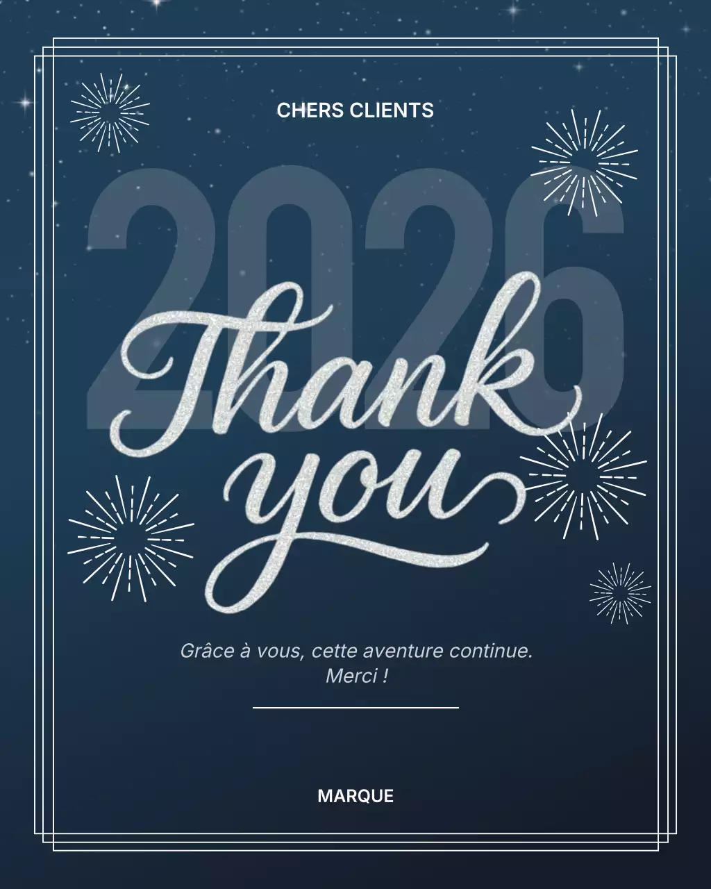 Carte de remerciement bleue moderne - Publication Instagram