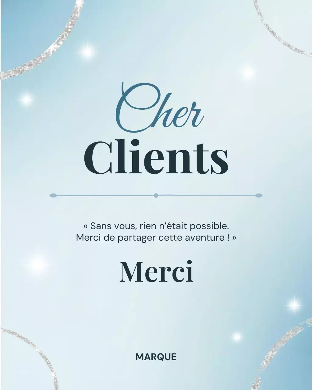 Publication Instagram de remerciements clients Blue Elegant