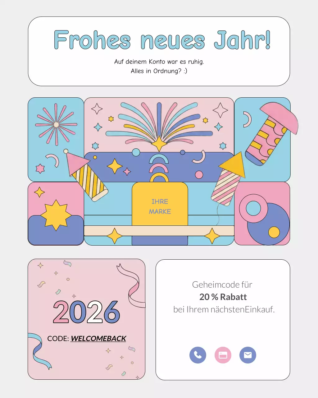 Farbenfrohe, moderne Willkommensaktion