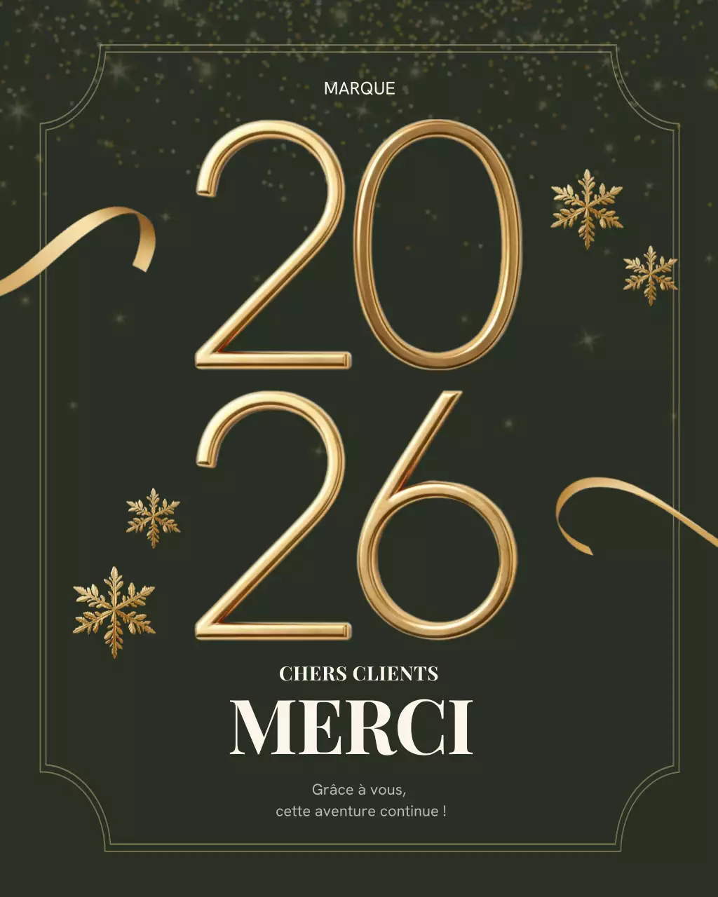 Publication Instagram élégante et noire de remerciements