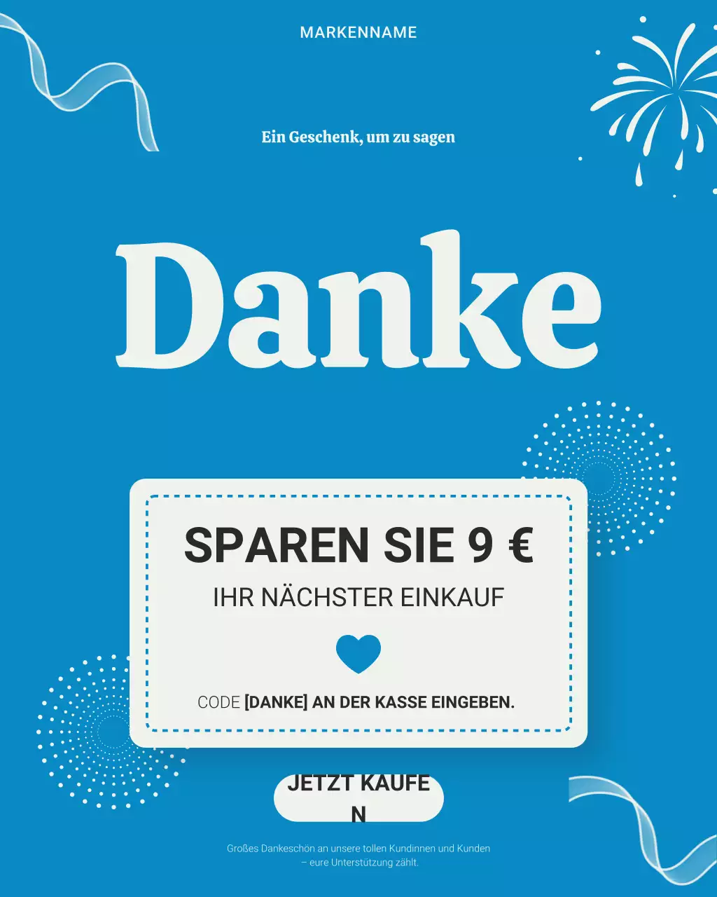 Blauer moderner Dankeschön-Werbe-Instagram-Post