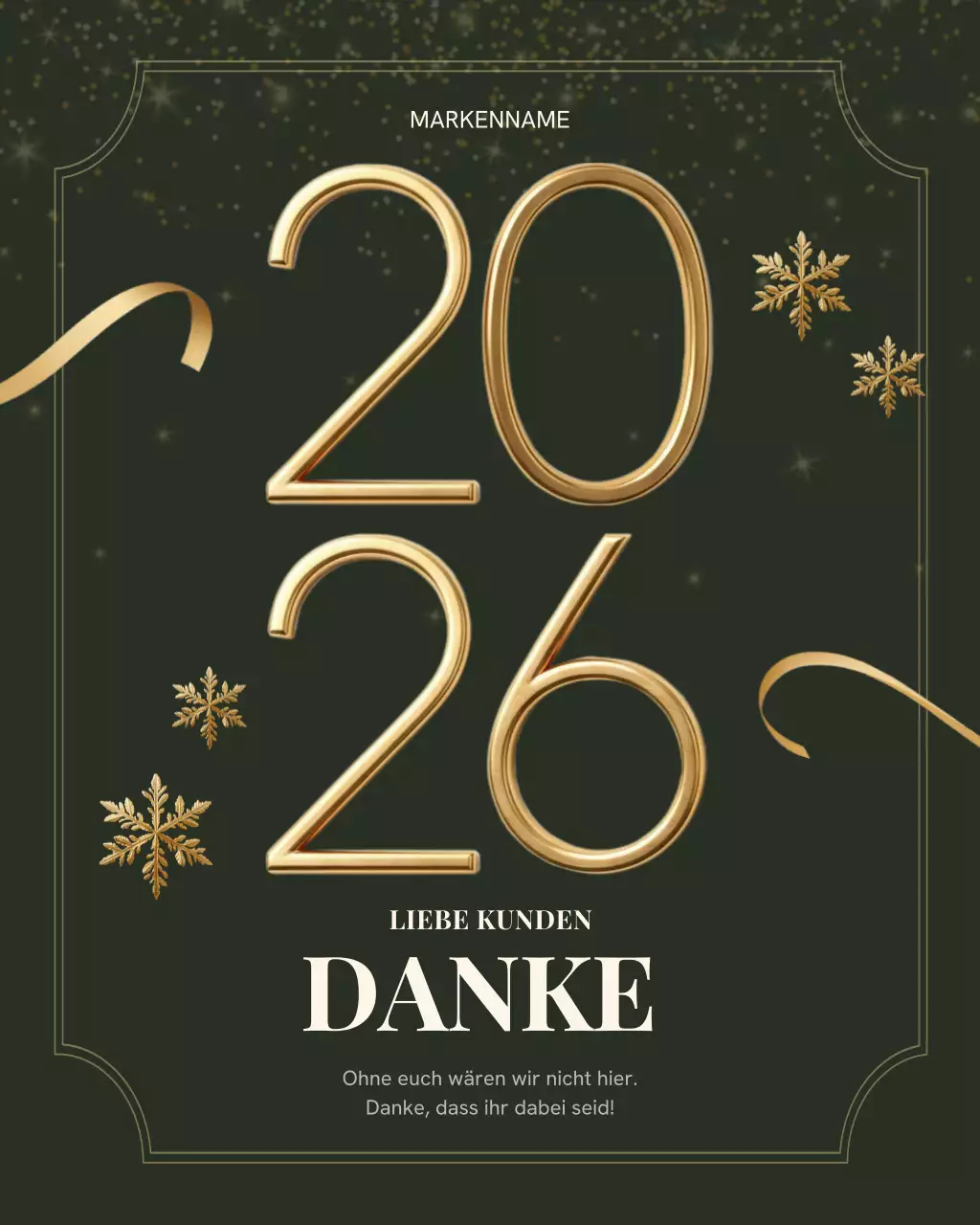 Eleganter, schwarzer Instagram-Post mit Dankesbotschaft