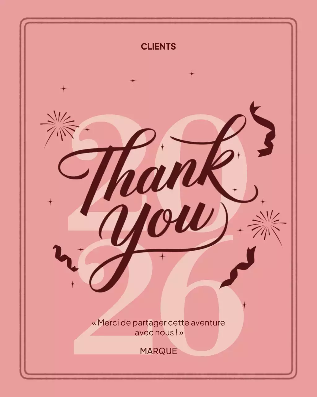 Carte de remerciement rose élégante - Publication Instagram