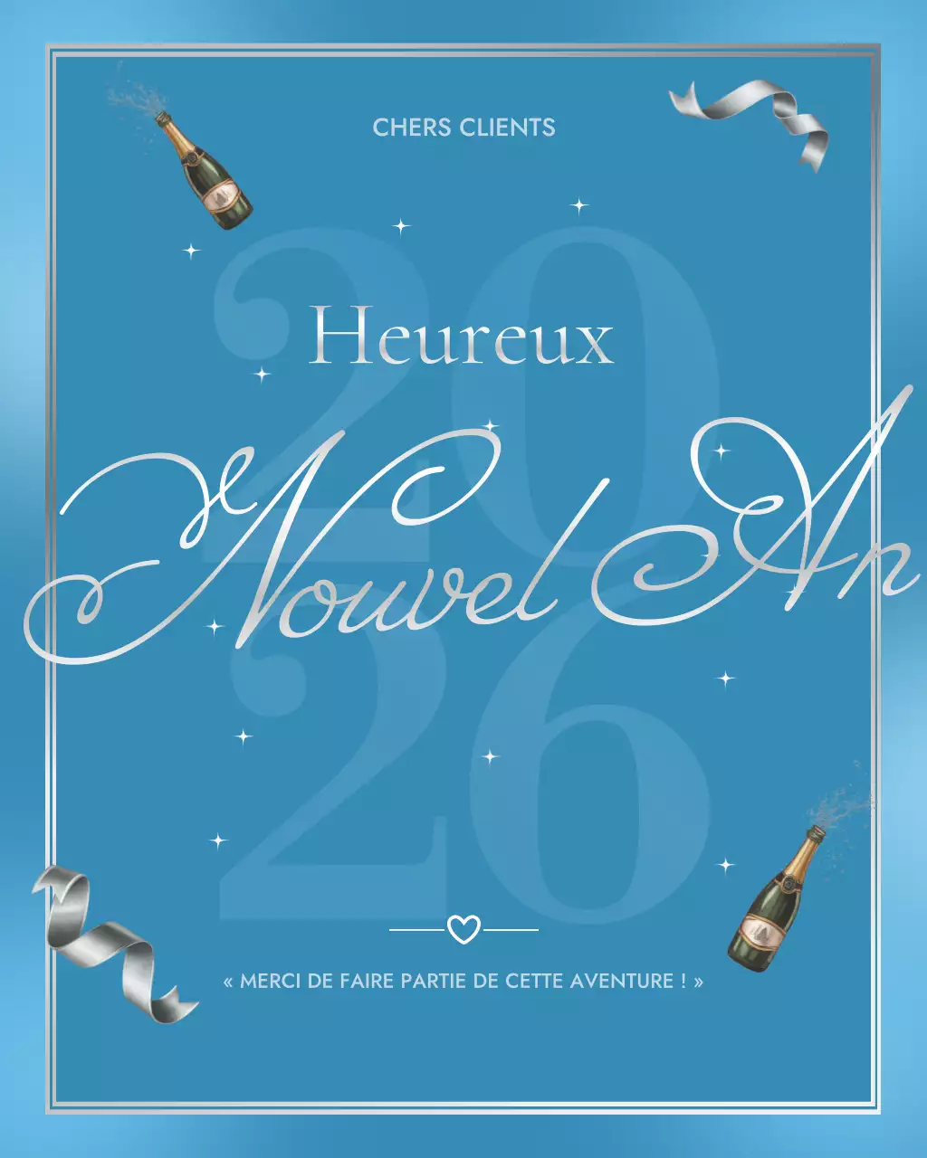 Carte de remerciement bleue élégante - Publication Instagram