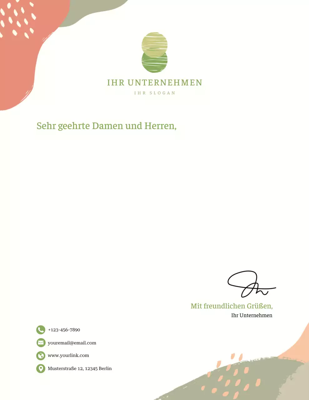 Grünes, modernes Geschäftsbriefpapier