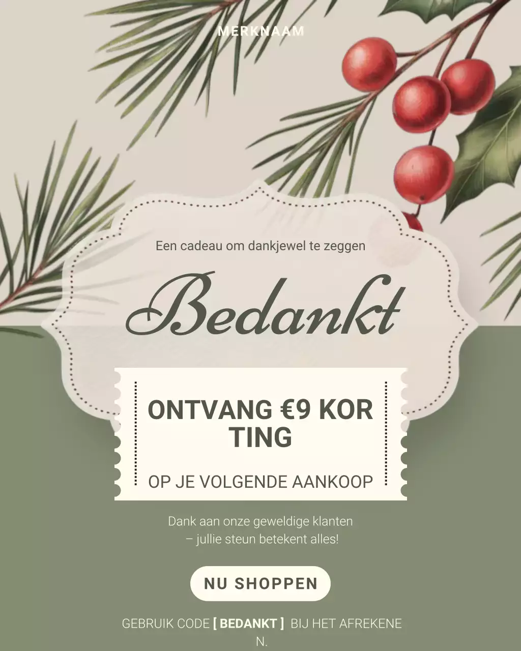 Beige elegante bedankpost op Instagram