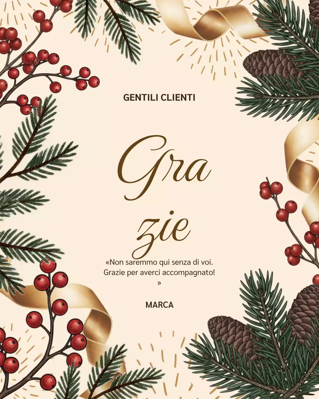 Post Instagram con biglietto di ringraziamento con motivo botanico beige