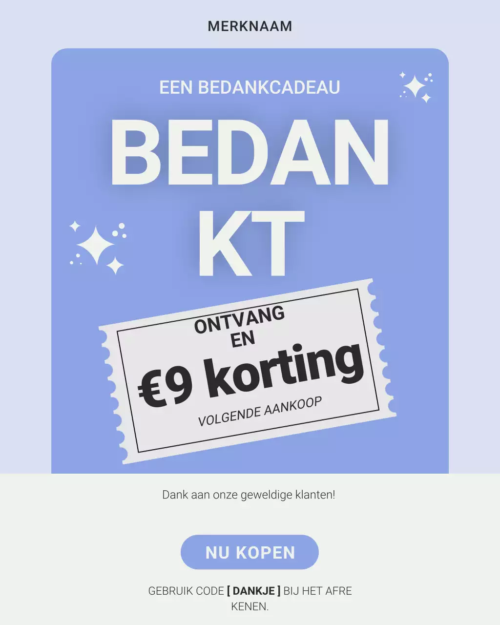 Blue Modern bedankactie Instagram-post