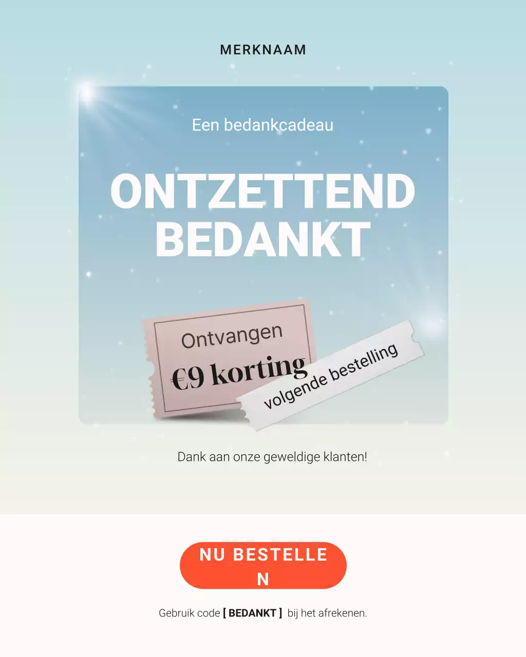 Blauwe moderne bedankactie Instagram-post