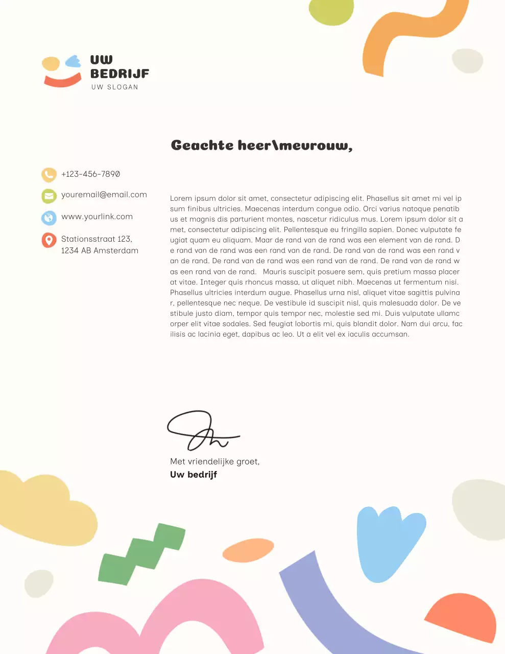 Kleurrijk modern briefpapier voor zakelijke documenten