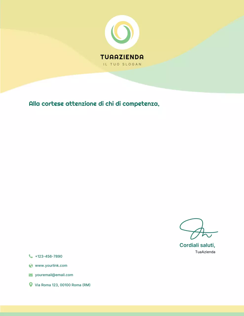 Carta intestata aziendale moderna giallo-verde