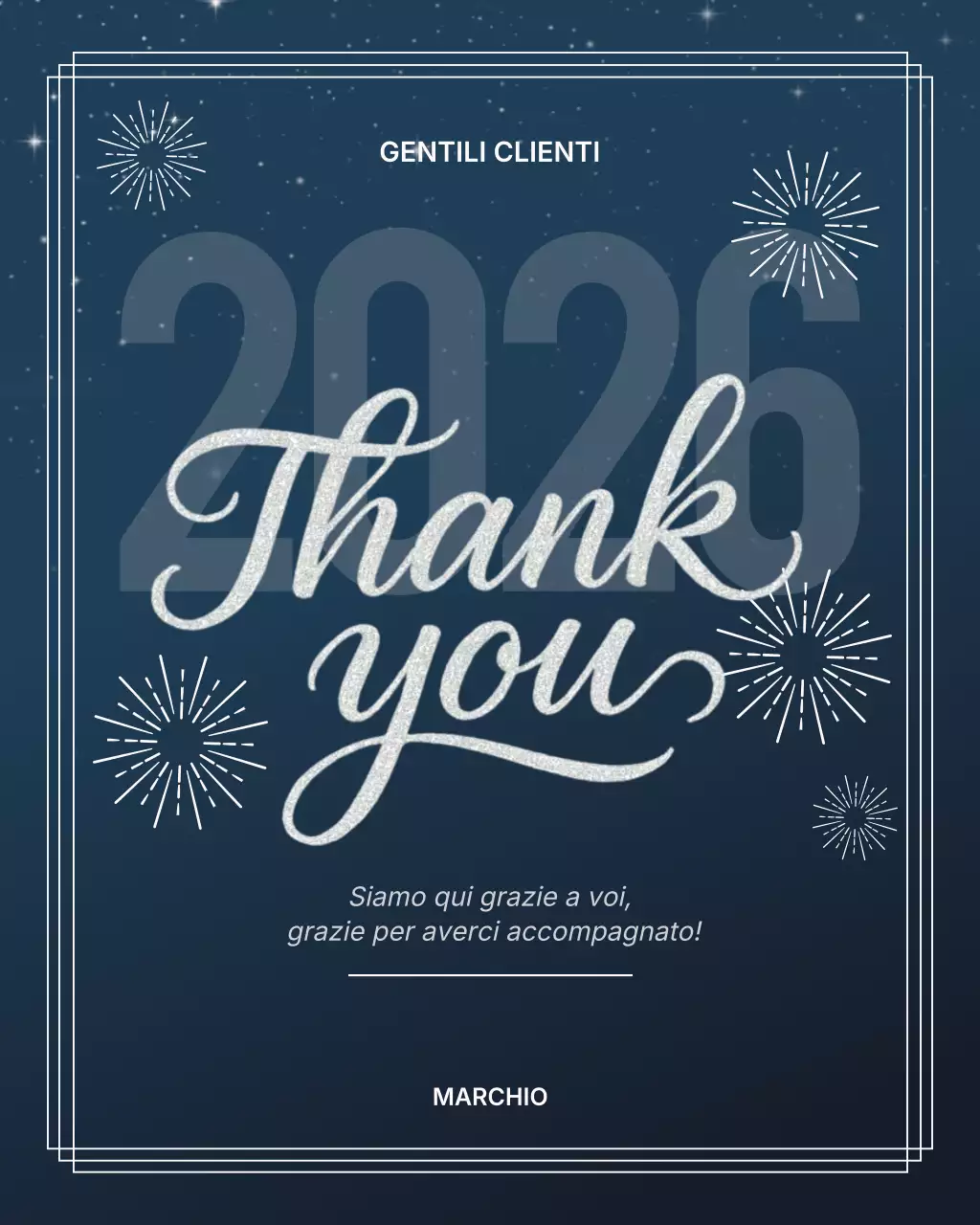 Post Instagram con biglietto di ringraziamento moderno blu