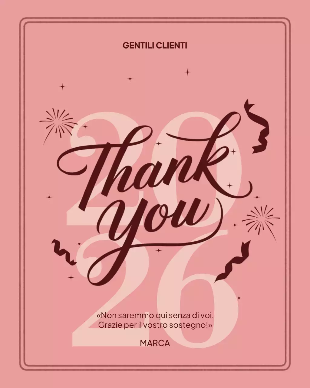 Post Instagram con biglietto di ringraziamento elegante rosa
