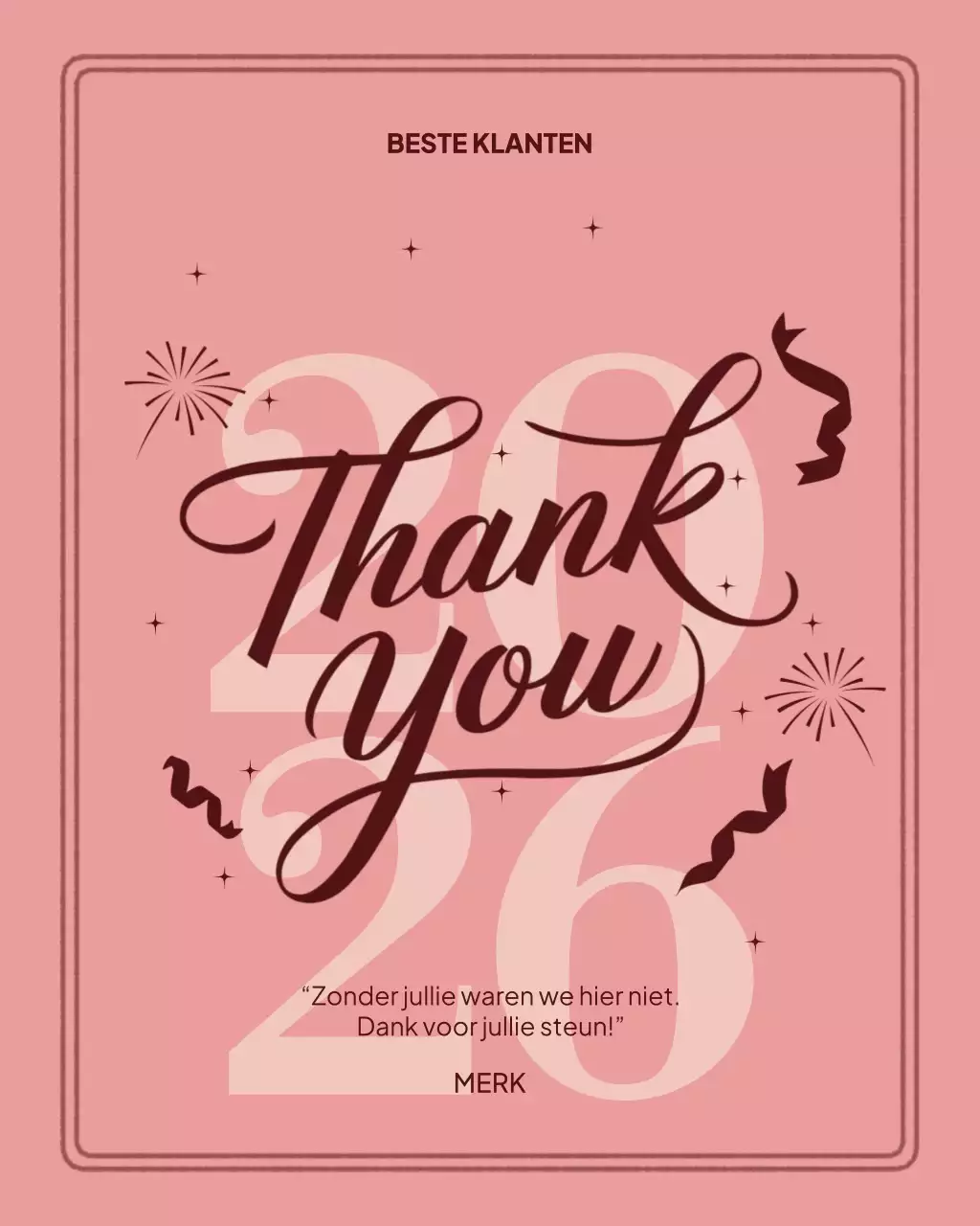 Roze elegante bedankkaart Instagram-post