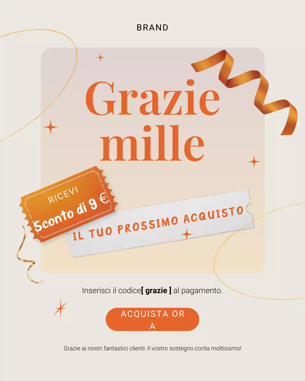 Post Instagram sulla promozione Orange Modern Discount