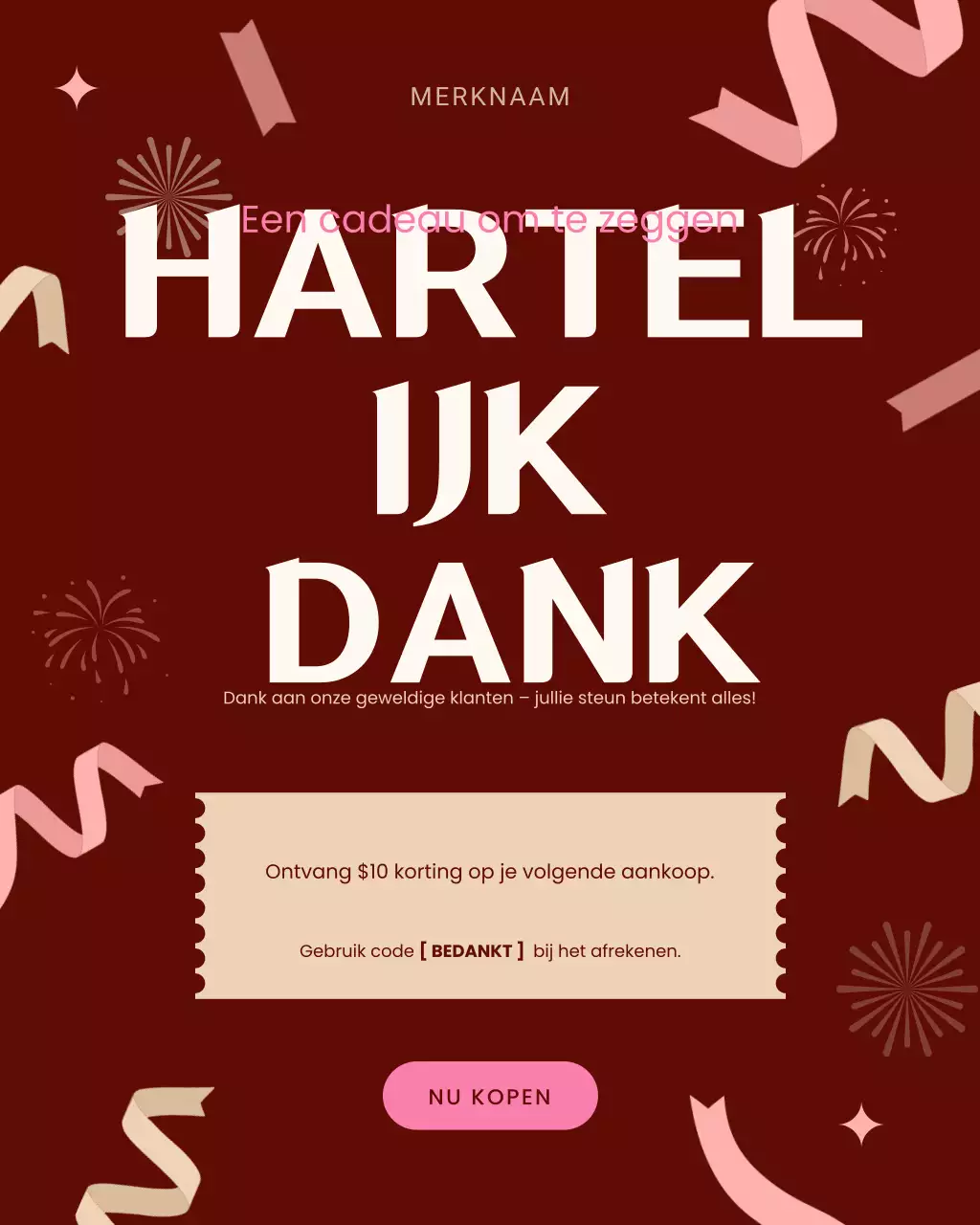 Maroon Feestelijke Bedankactie Instagram-post