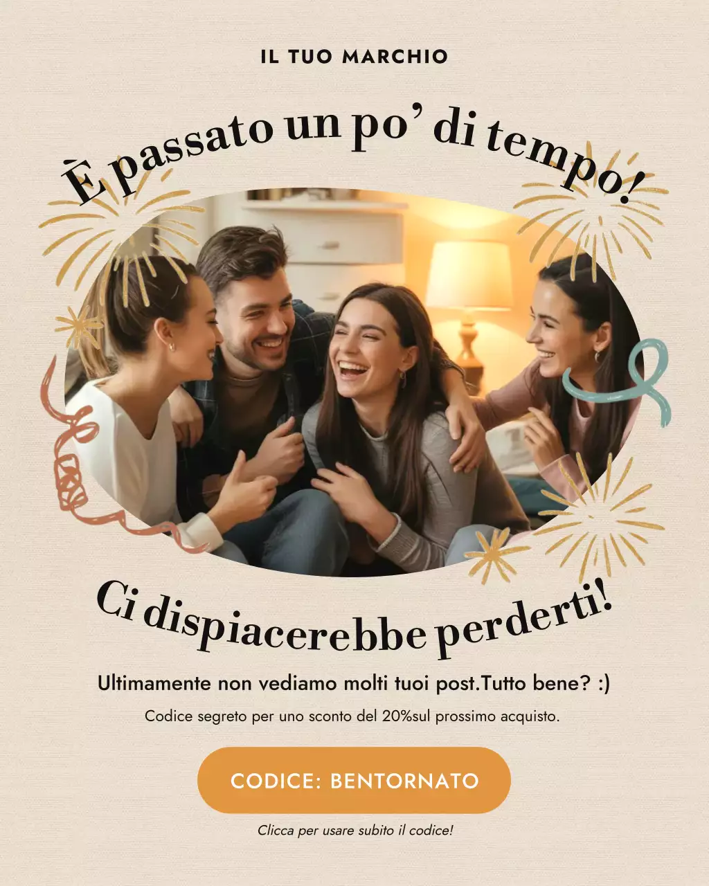 Promozione sconto moderno beige e arancione