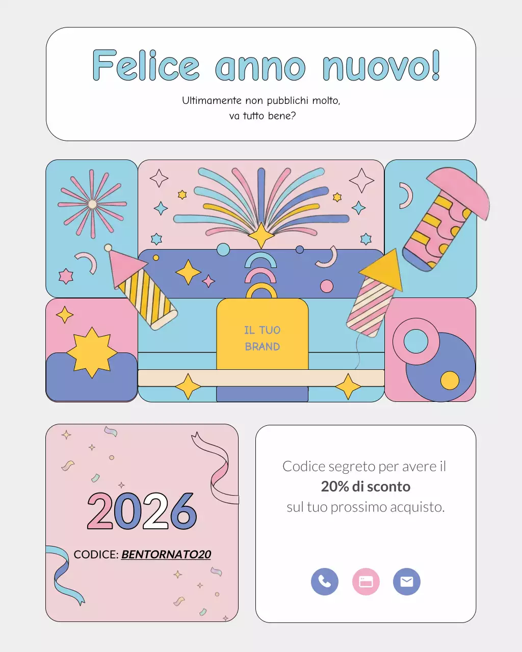 Promozione di benvenuto moderna e colorata