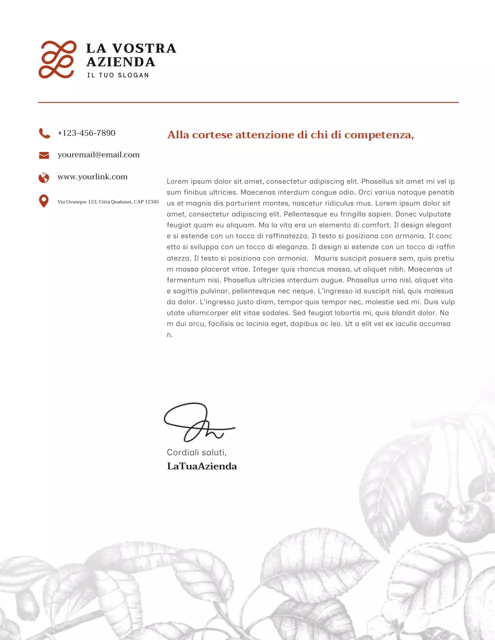 Carta intestata aziendale bianca ed elegante