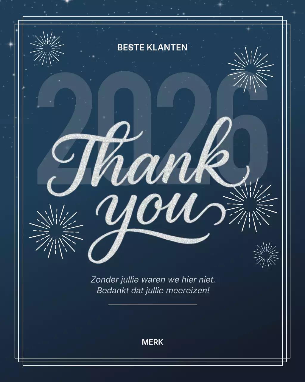 Blauwe moderne bedankkaart Instagram-post