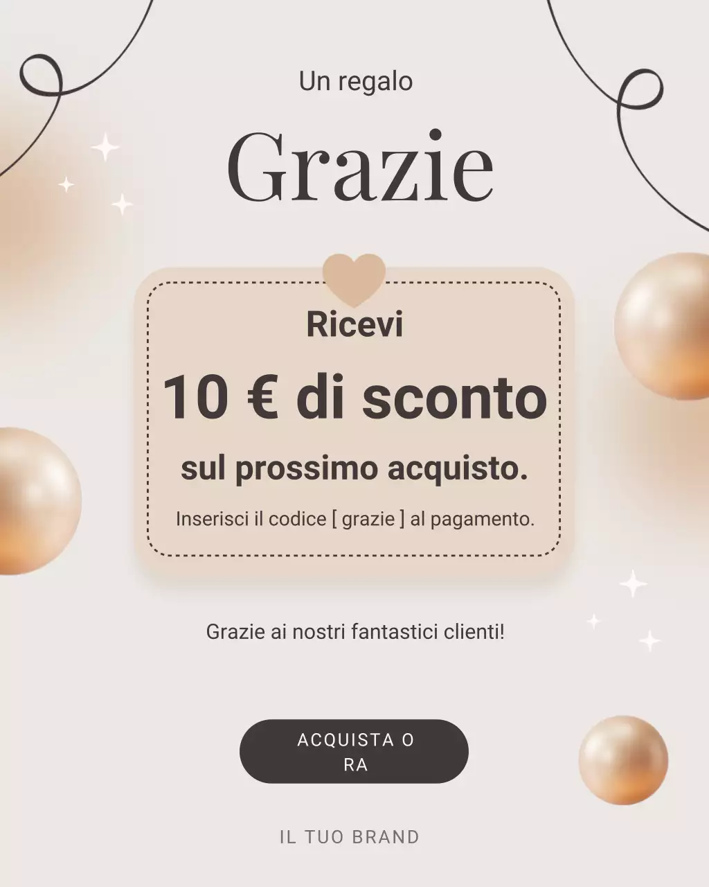 Post Instagram con promozione sconto elegante beige