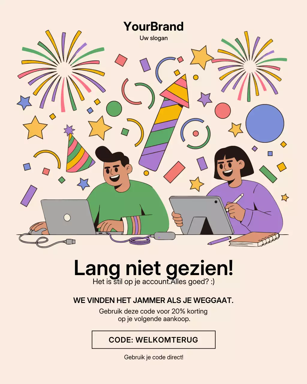 Kleurrijke, moderne e-mailpromotieaankondiging