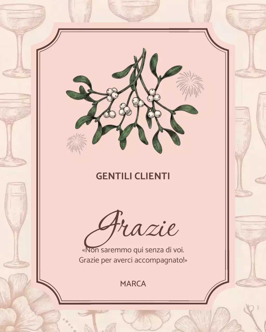 Post Instagram con biglietto di ringraziamento botanico