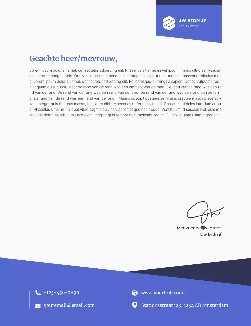 Blauw professioneel briefpapier voor bedrijven