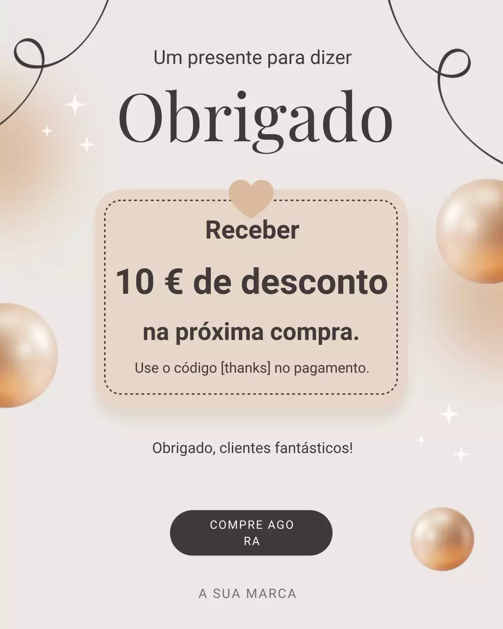 Postagem no Instagram sobre promoção de desconto elegante em tons de bege