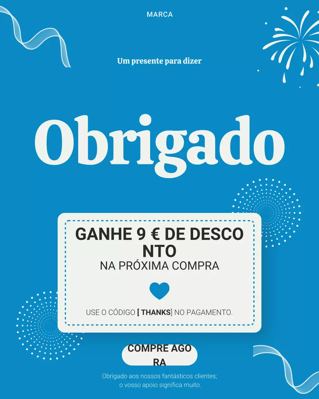 Postagem promocional moderna e azul de agradecimento no Instagram