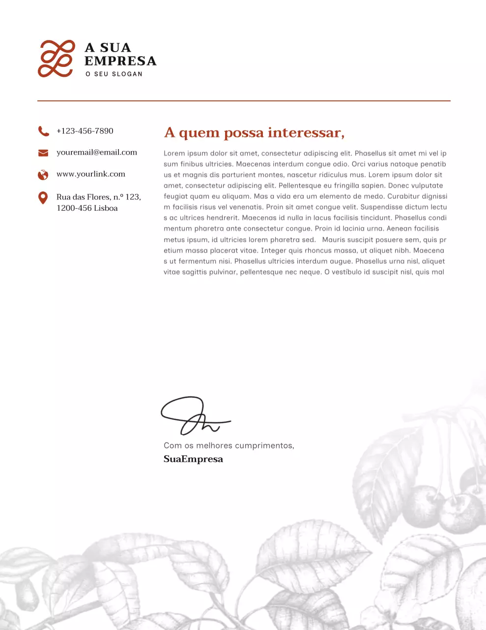 Papel timbrado comercial elegante e branco
